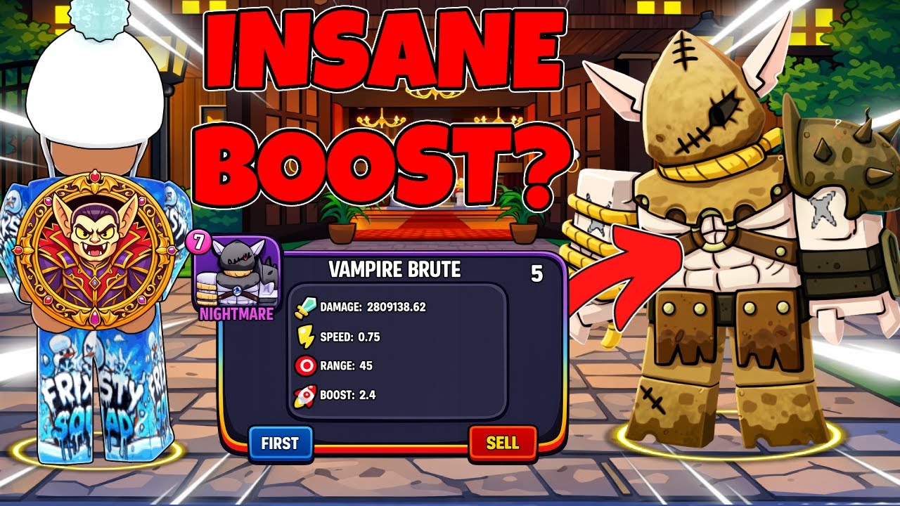 NEW VAMPIRE BRUTE HAS A INSANE BOOST?? VAMPIRE BRUTE SHOWCASE!! (THE HOUSE TD)