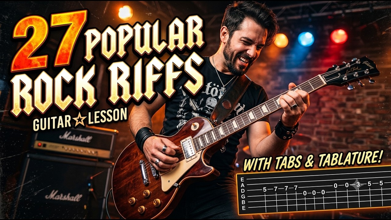 27 Popular Rock Riffs - Guitar Lesson