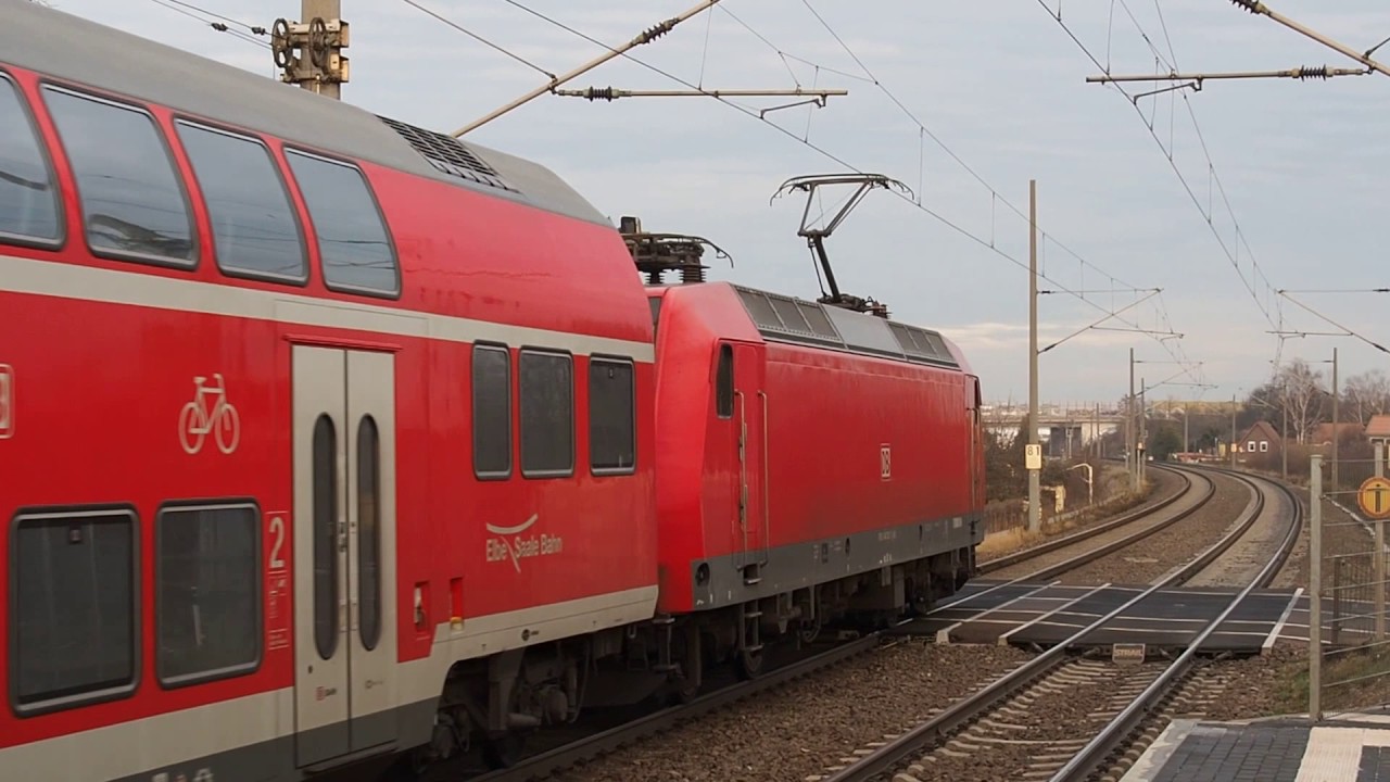 Züge, Trains, Treni (Sachsen-Anhalt) - Haltepunkt und Bahnübergang Zöberitz #IC2 Doppelstock