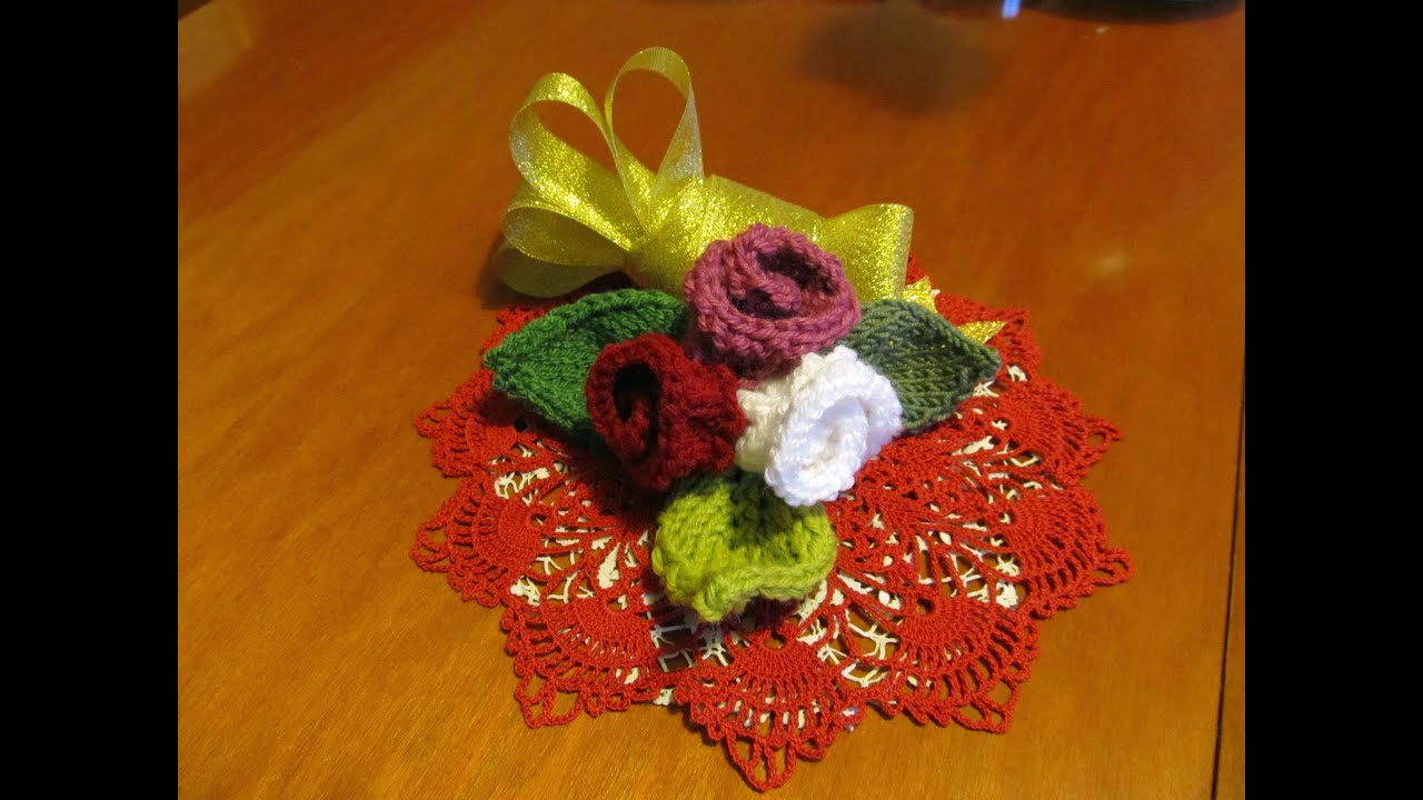 KNITTING TUTORIAL EASY: how to knit a roses DIY | COME REALIZZARE UN BOUQUET DI ROSE A MAGLIA