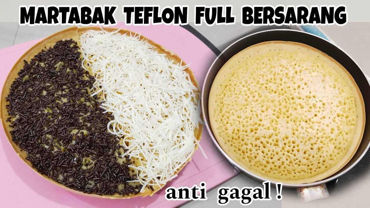 RESEP MARTABAK MANIS TEFLON ALA ABANG-ABANG LEMBUT DAN BERSARANG