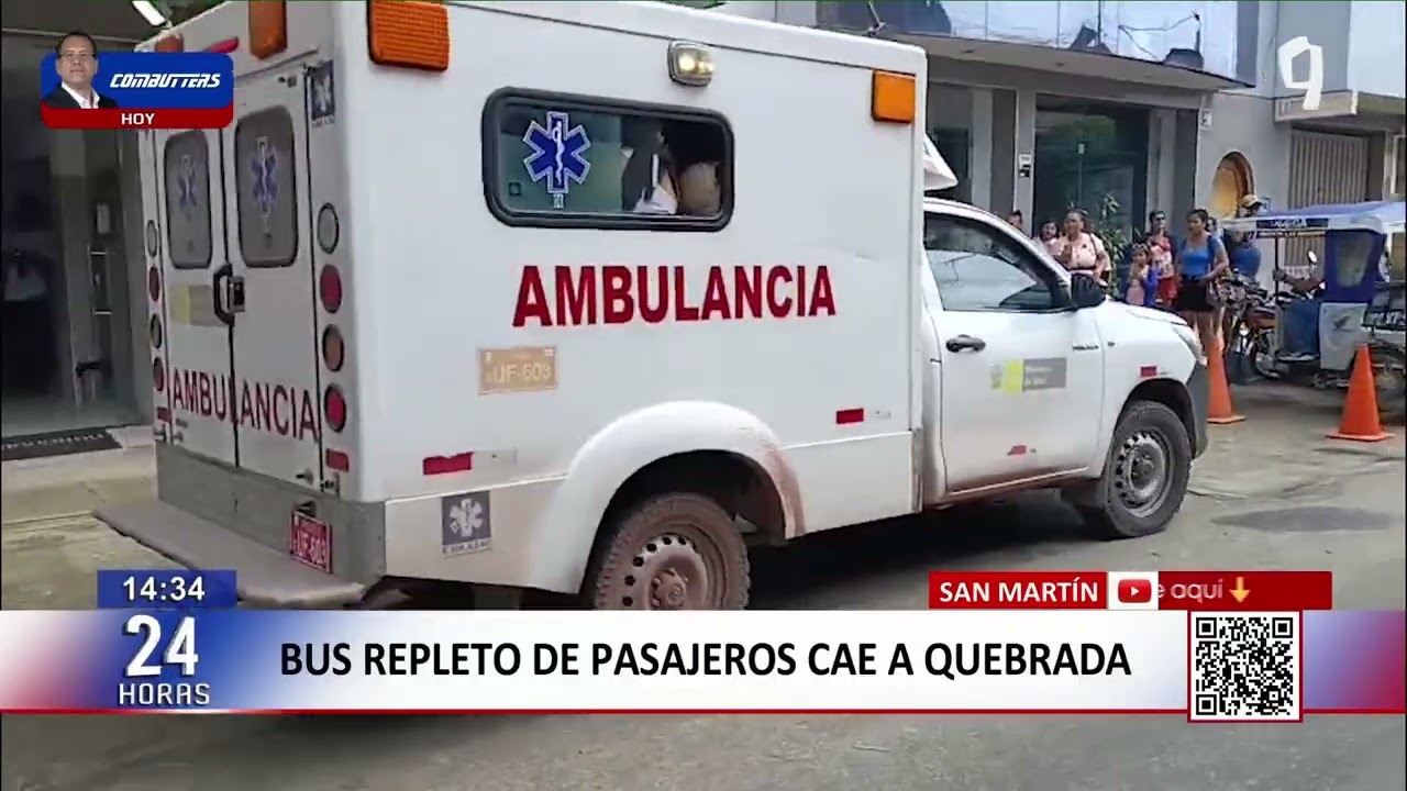 San Martín: bus repleto de pasajeros cae a quebrada