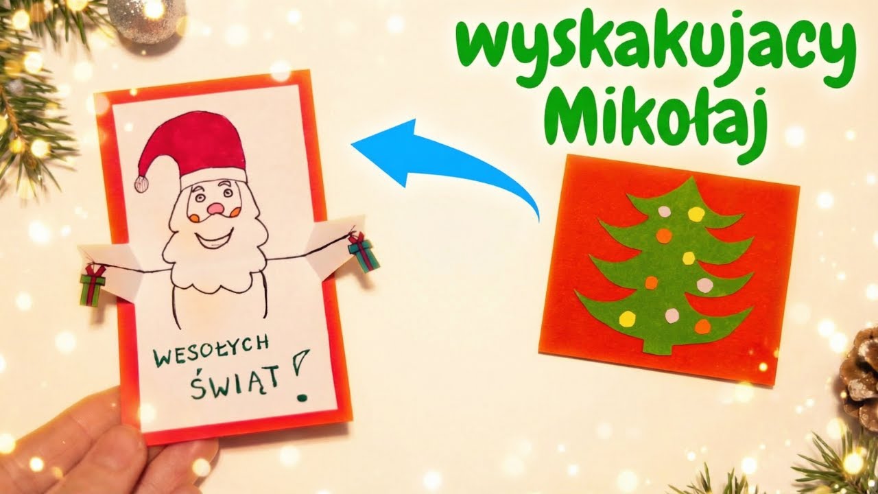 Kartka świąteczna z Mikołajem🎅Łatwa kartka na Boże Narodzenie która każdego zaskoczy!