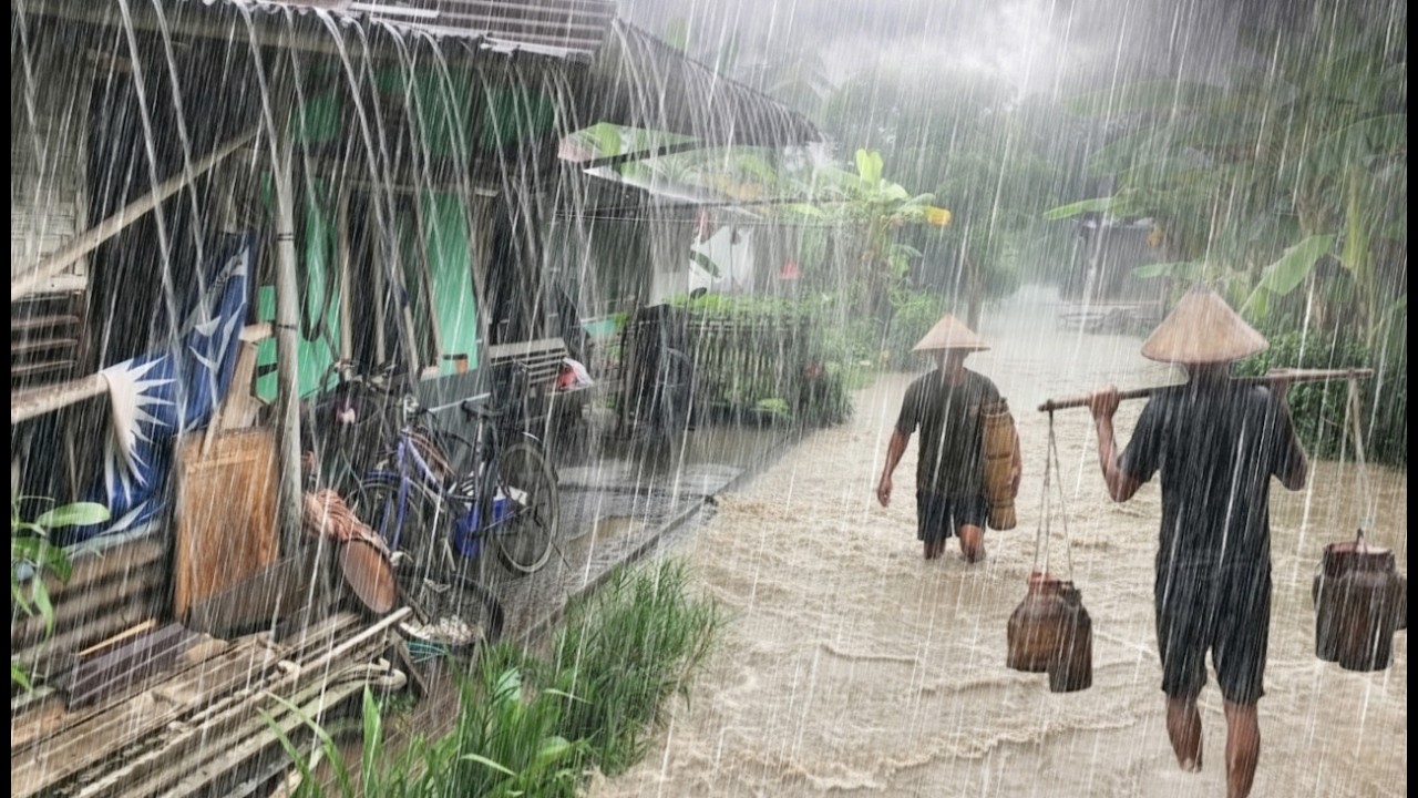 Crazy Heavy Rain!! 🌧️⚡ Hurricane Ike Threatens Rural Areas l Very Worried