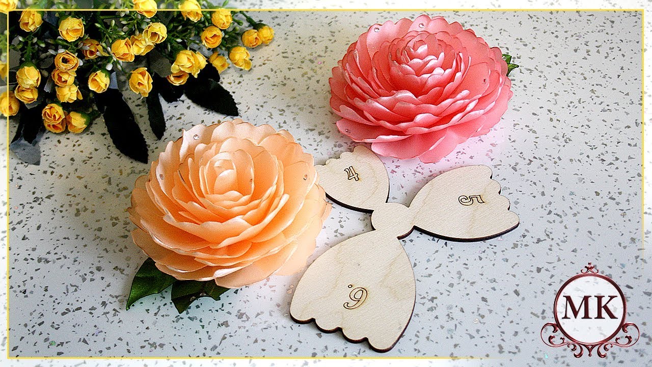 Роза из атласной ленты по шаблону. Цветы. Канзаши. МК. / DIY. Ribbon rose. Flowers. Kanzashi.