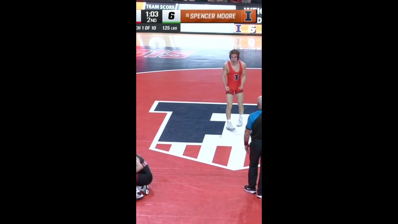 All Pinning from Spencer Moore vs. Kael Lauridsen | Illinois Wrestling