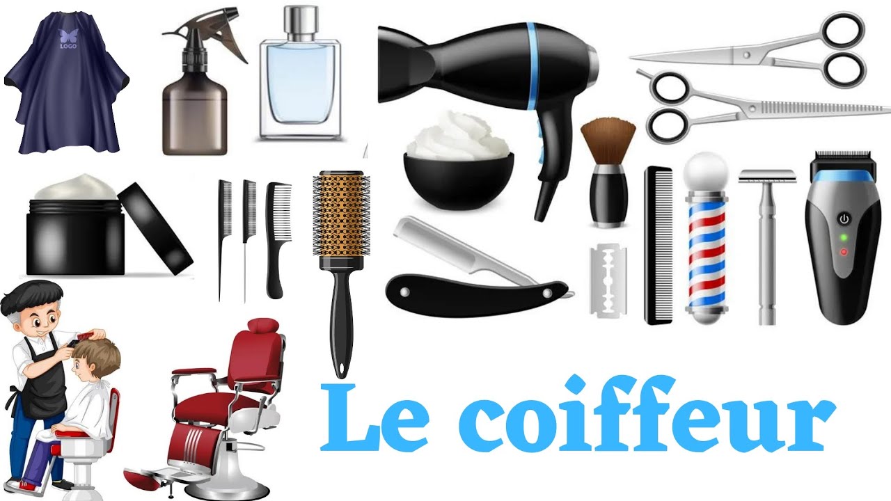 Le lexique de coiffeur en français.