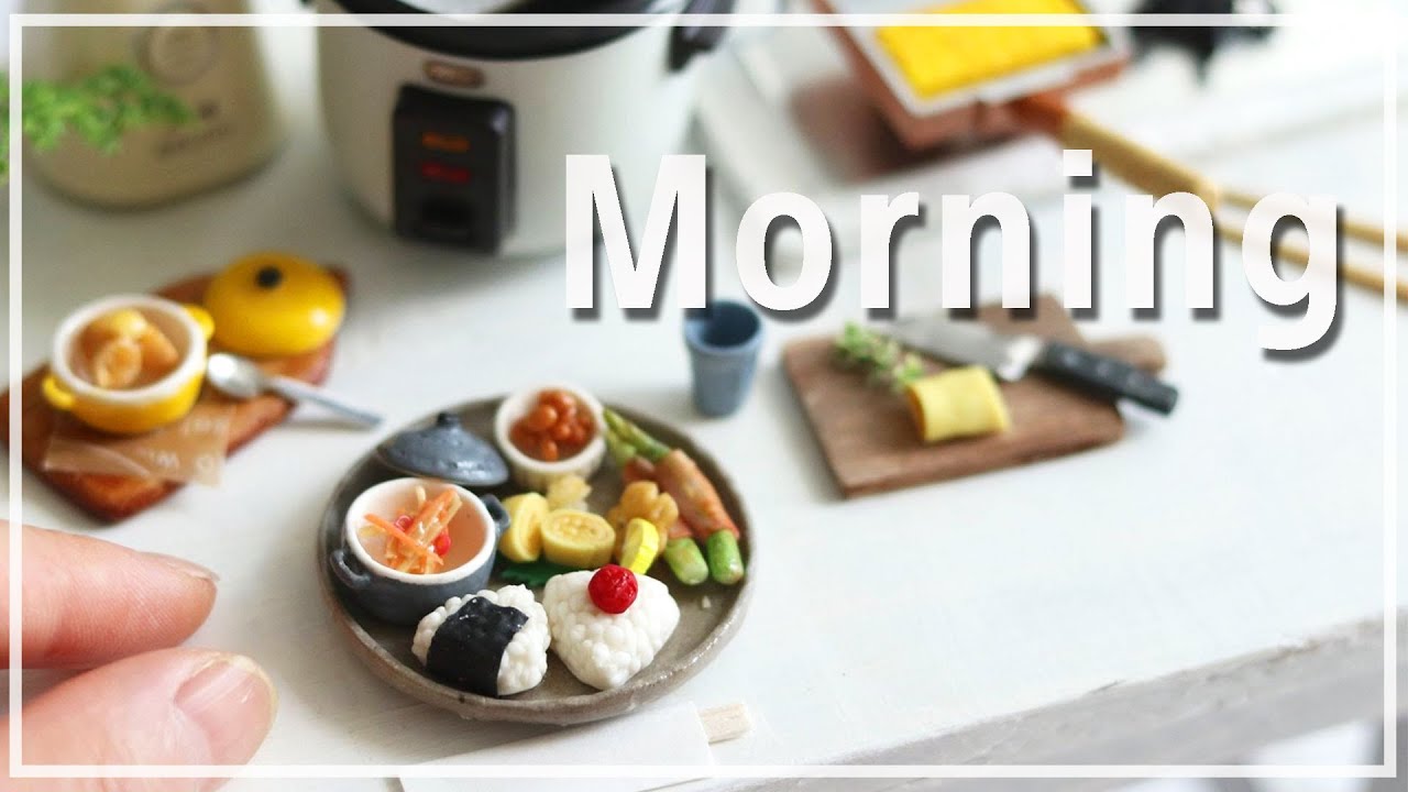 おにぎり型も製作！小さな小さな和風モーニングプレート / DIY Miniature Food Morning Plate【ミニチュアフード】