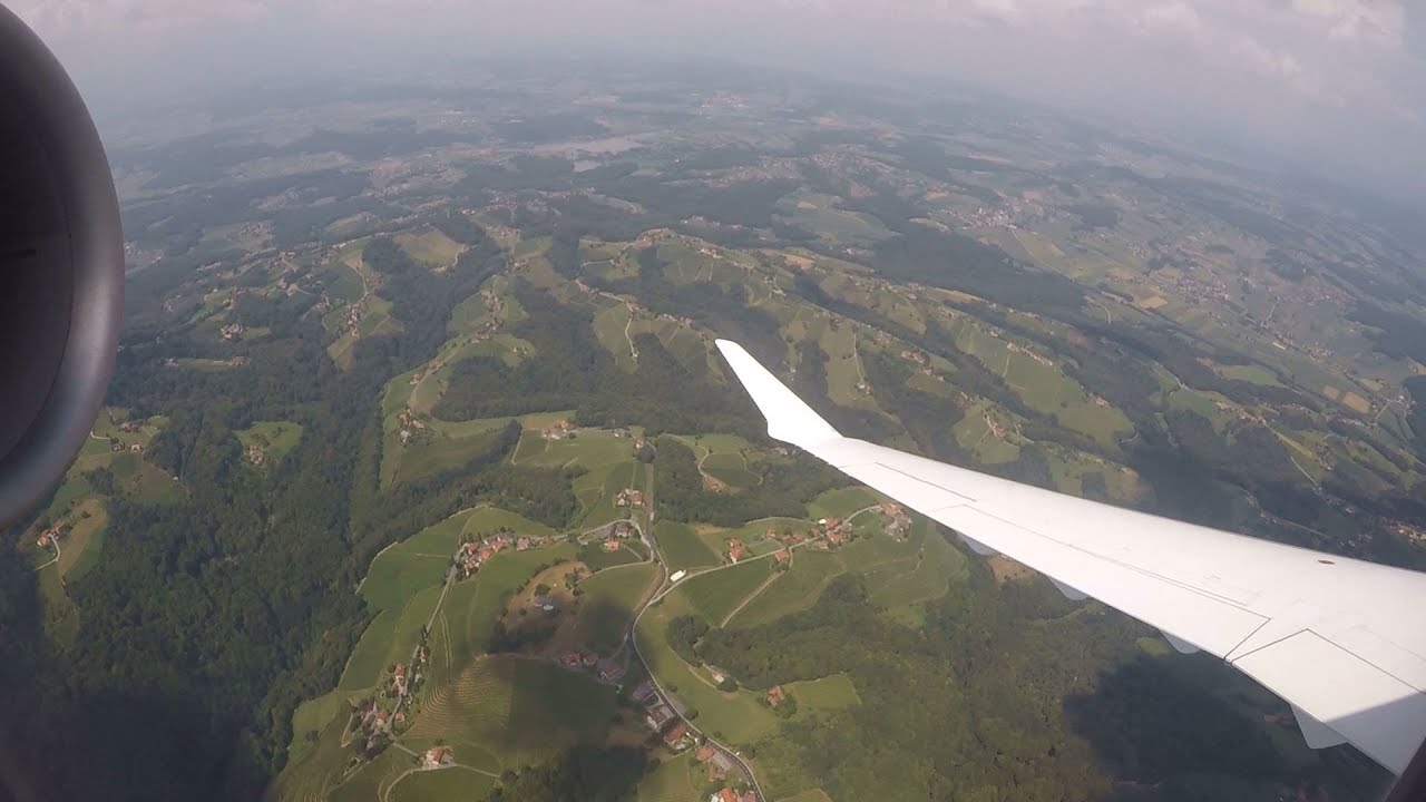 Lufthansa Cityline CRJ-900 onboard landing at Graz Airport | LH2342