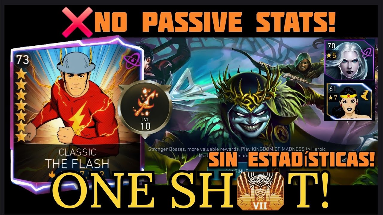 Classic THE FLASH NO PASSIVE STATS ONE SHOT!🔥 H7 Kingdom Of Madness Solo Raid in Injustice 2 Mobile