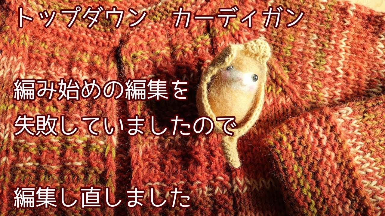 編み始めの段の動画を編集し直しました　トップダウンのラグランスリーブ　カーディガン　～編み物 Vlog 154～