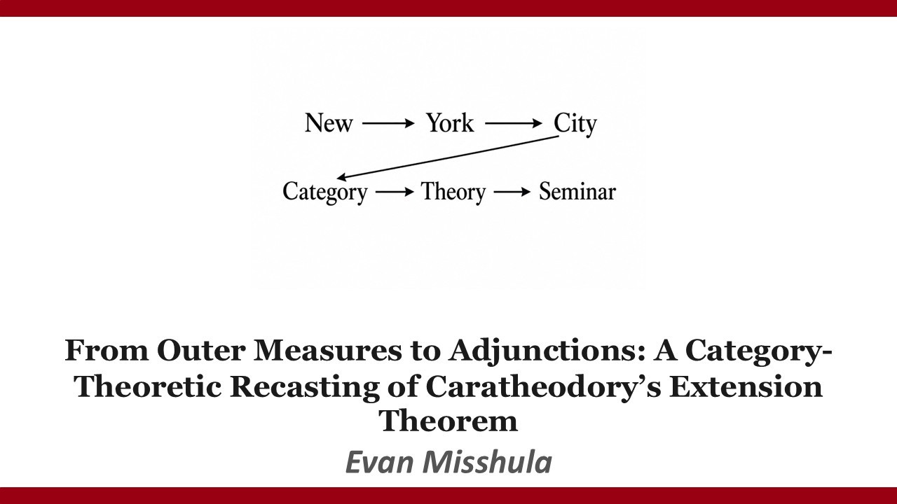 Evan Misshula-From Outer Measures to Adjunctions: A CT Recasting of Caratheodory&rsquo;s Extension Theorem