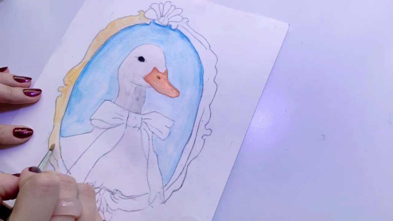 Suluboya ile Vintage Ördek Resmi 🎀 | Watercolor Duck Painting | Relaxing Music