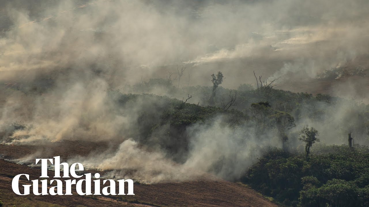 Aerial footage shows fires raging in parts of Brazil's Amazon rainforest