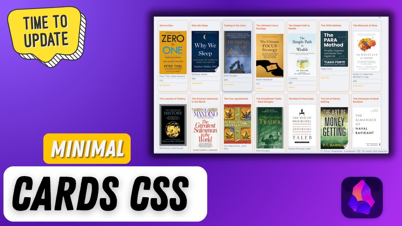 Сделайте так, чтобы минималистичные карты CSS работали на любой теме Obsidian (ОБНОВЛЕНИЕ)