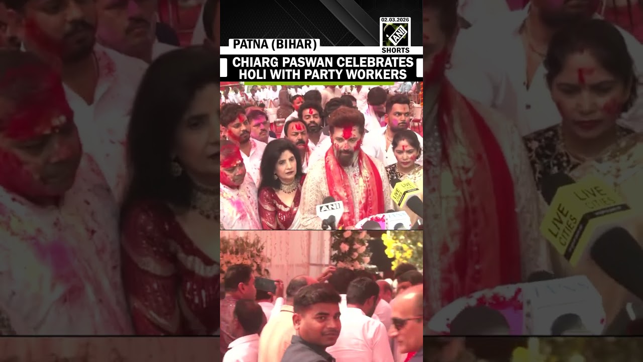 Watch! Union Minister Chirag Paswan celebrates holi with party worker & family in Patna