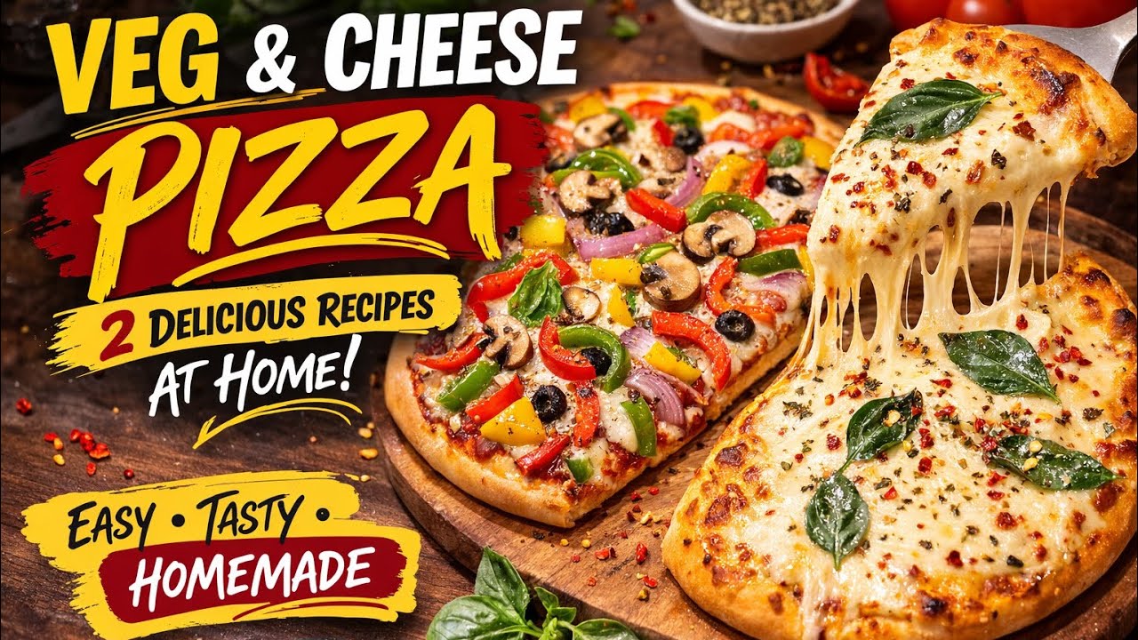 Best Homemade Veg Pizza & Cheese Pizza From Scratch|Thai Basil & Chili Flakes Pizza| Easy Recipe