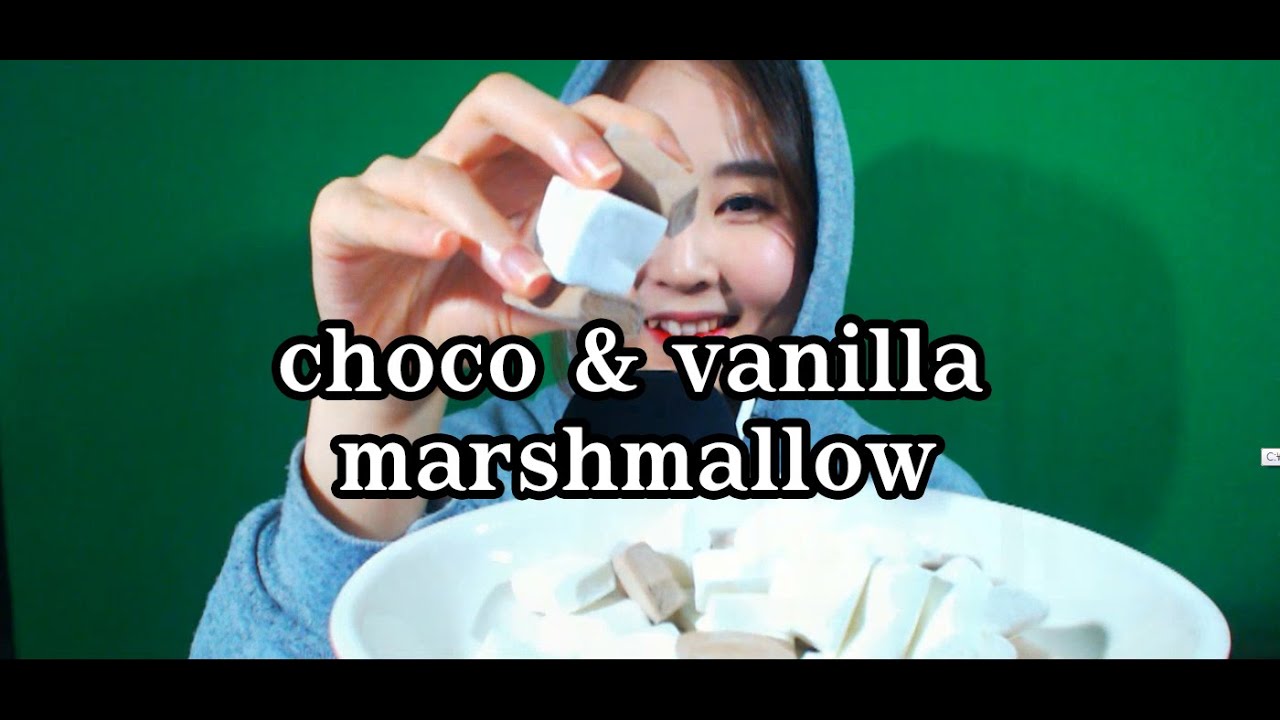 korean한국어asmr/초코&바닐라 마시멜로 이팅사운드/choco marshmallow eating sounds/whispering/binaural