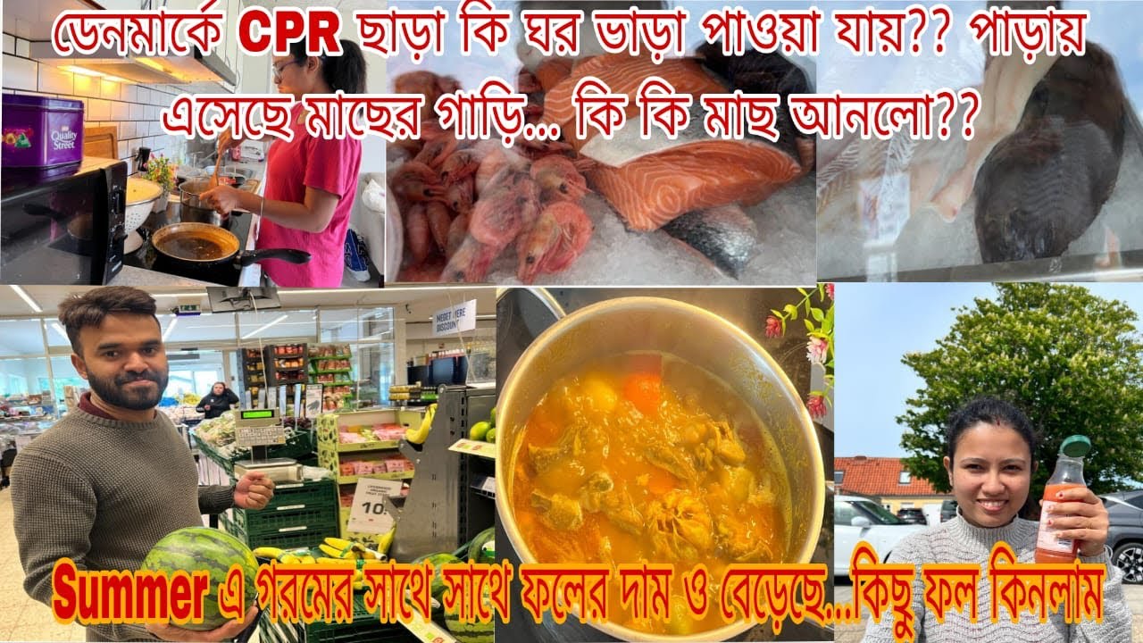 ডেনমার্কে CPR ছাড়া কি ঘর পাওয়া যায়??পাড়ায় এলো মাছের গাড়ী,গ্রীষ্মের বাজারে ফলের দাম বাড়ছে 🇩🇰