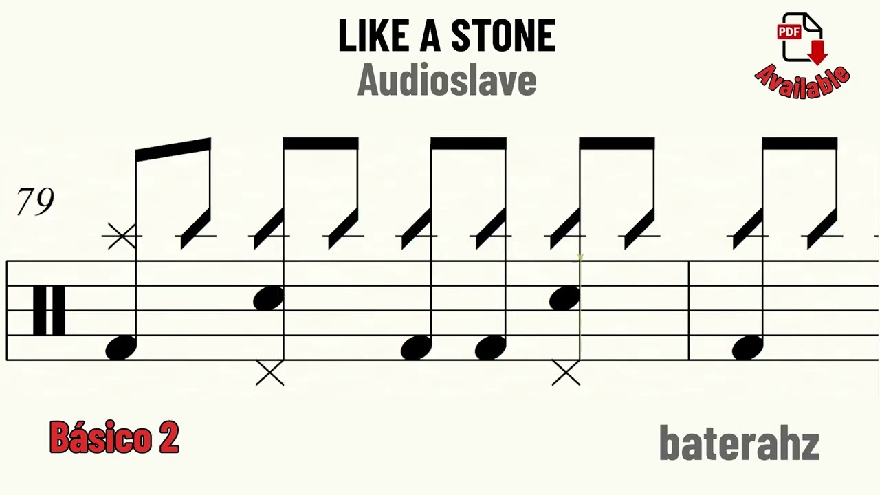 Like a stone - Audioslave DRUM SCORE 108 Bpm