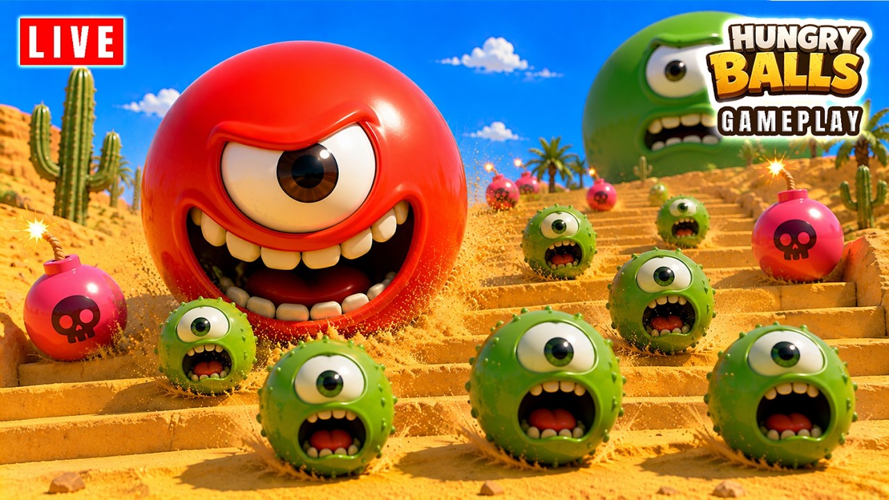 ⚡ HUNGRY BALLS LIVE: One Second Too Slow! - iOS / Android Gameplay Walkthrough