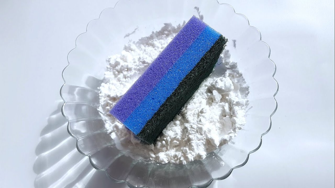 Sponge in cornstarch - squeezing & ripping |WATCH IN HD| ig @asmr_by_ann