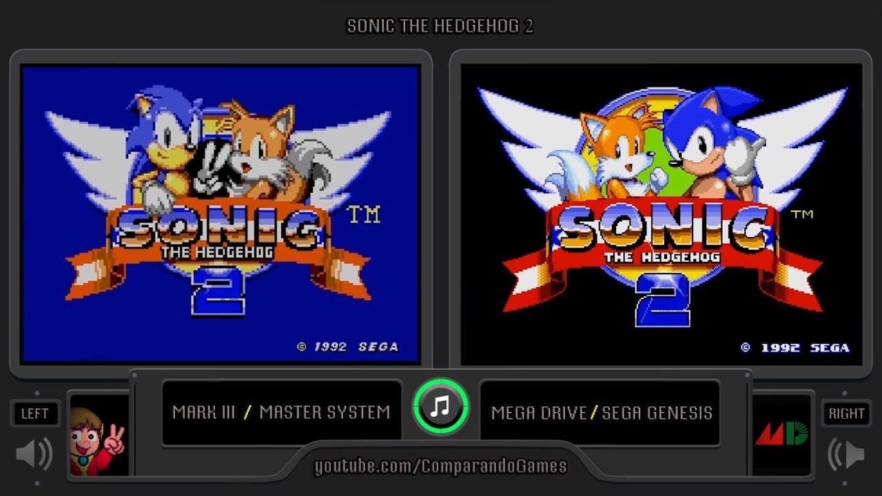 Sonic the Hedgehog 2 (Master System vs Sega Genesis) Side by Side Comparison