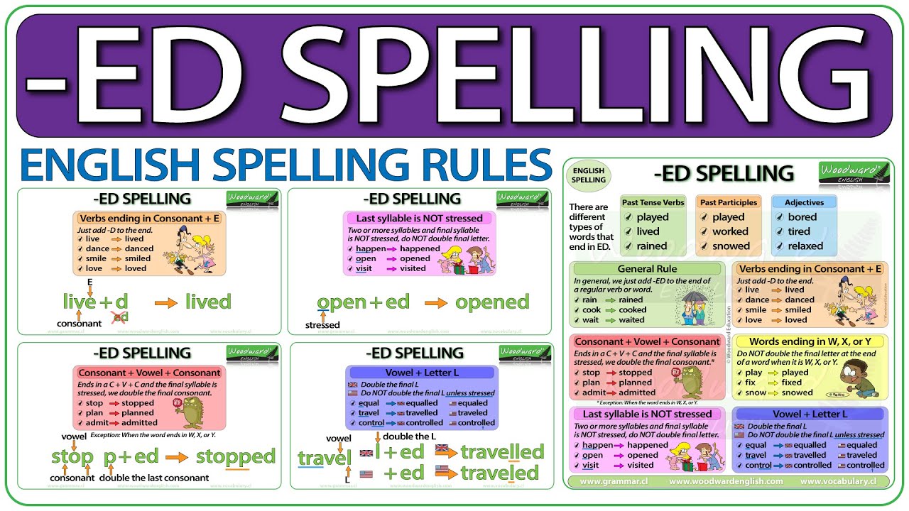 ED Spelling rules in English | Spelling of words ending in ED | English Spelling Lesson | ESOL