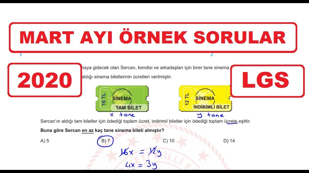 MART Ayı Örnek Matematik Soru Çözümleri 2020 LGS