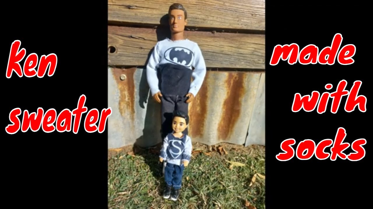 Barbie, Ken doll clothes, making a jersey from a sock