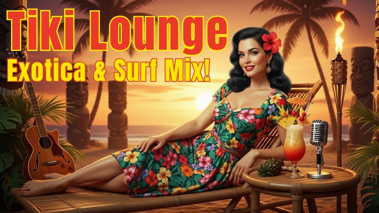 🍍Tiki Lounge! 60s Cocktail Music 🗿Exotica Jazz and Surf 🏄🏽&zwj;♂️ Mix! Retro Vintage Space Age Pop!