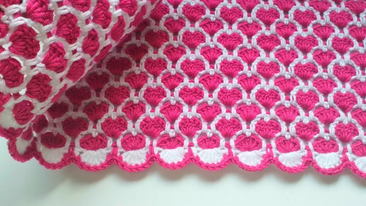 KALP DESENLİ BATTANİYE MODELİ//((subtitle))// HEART  PATTERN CROCHET BLANKET