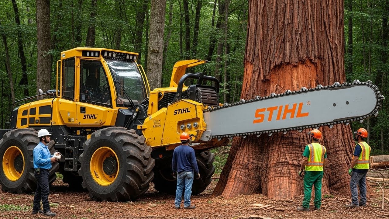 Extreme Dangerous Fast Biggest Chainsaw Cutting Tree Machines | Monster Stump Removal Excavator #149