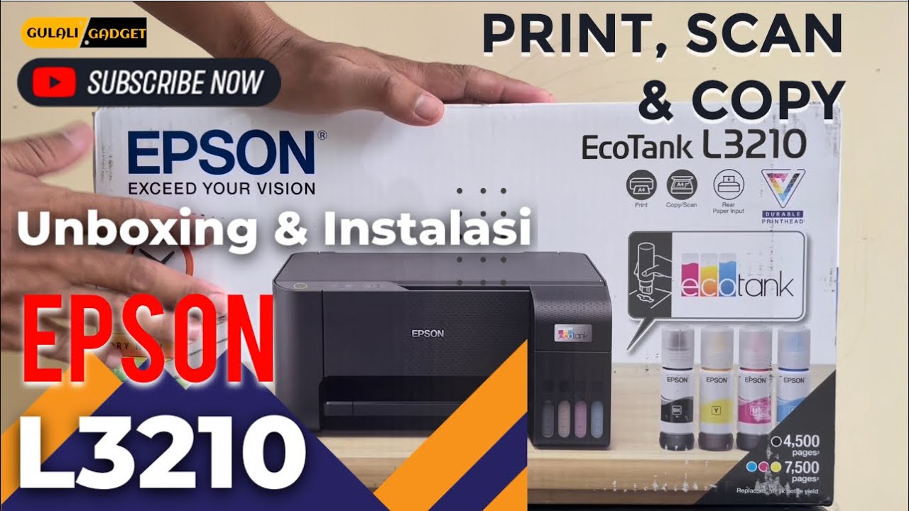 Unboxing dan Instalasi Printer Paling Laris Epson L3210 Buat kantor, rentalan dan wira usaha
