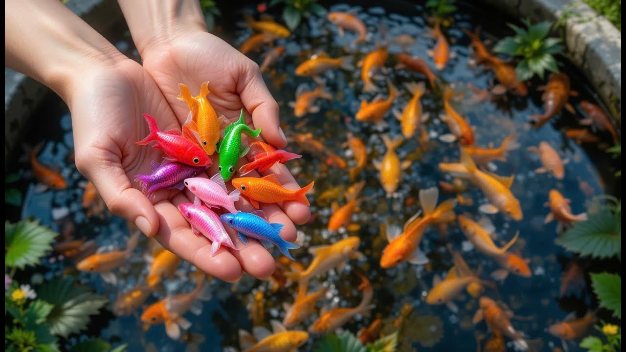 Catch Colorful Aquarium Fish in Giant Colorful Eggs | Tiger Tetra, Koi, Eel