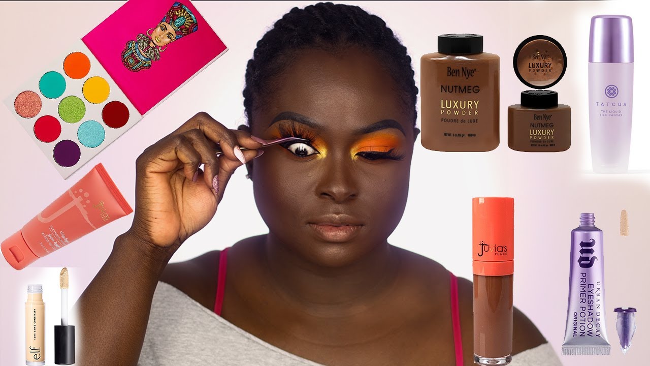 DARK SKIN PEOPLE SHOULDN'T WEAR BRIGHT COLORS?! | Orange and Gold Makeup Tutorial | Ohemaa