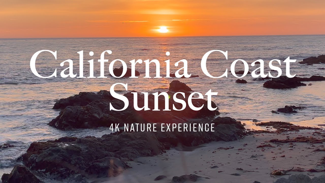California Coast Sunset in 4K (Ocean Sounds w/ Calming Music) | Nature Relaxation Experience
