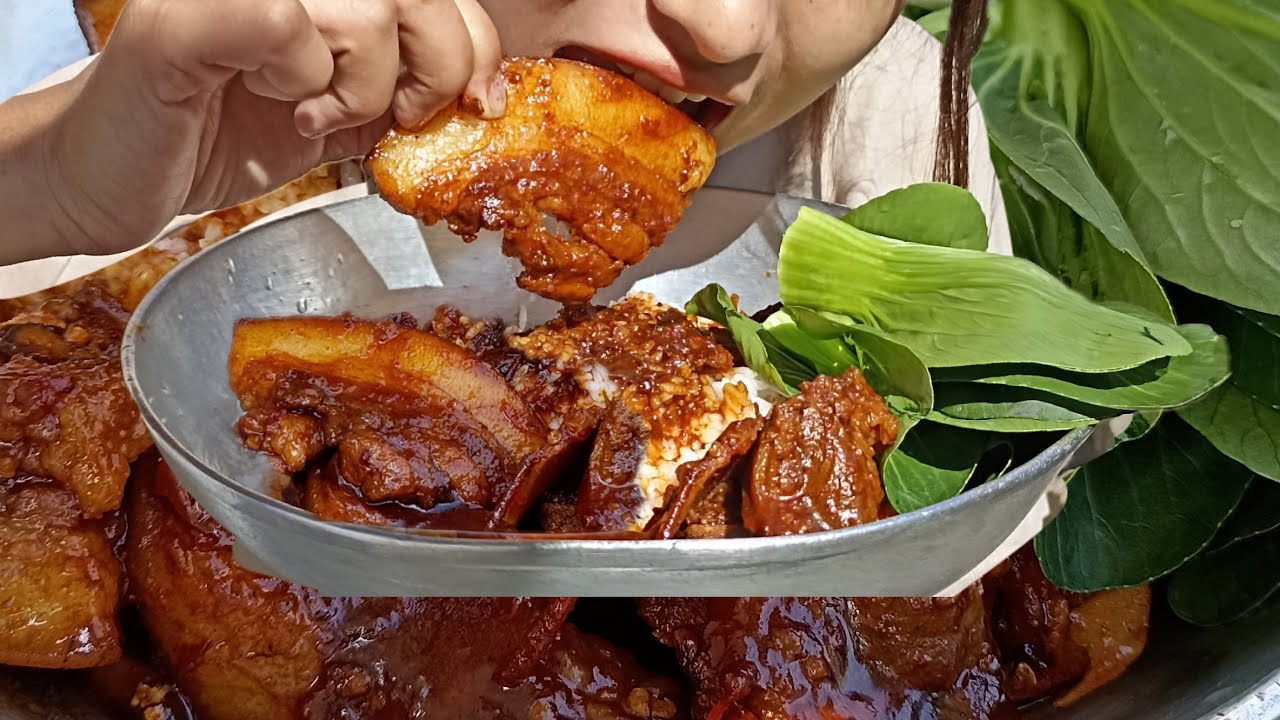 Spicy Pork Meat With Rice |Naga Mukbang|