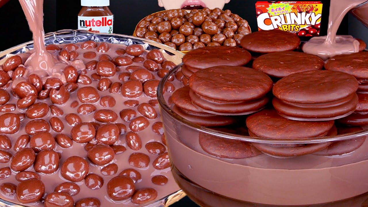 ASMR CRUNKY CHOCOLATE BALLS MALTESERS MAGNUM ICE CREAM NUTELLA DESSERT MUKBANG 먹방 咀嚼音 EATING SOUNDS