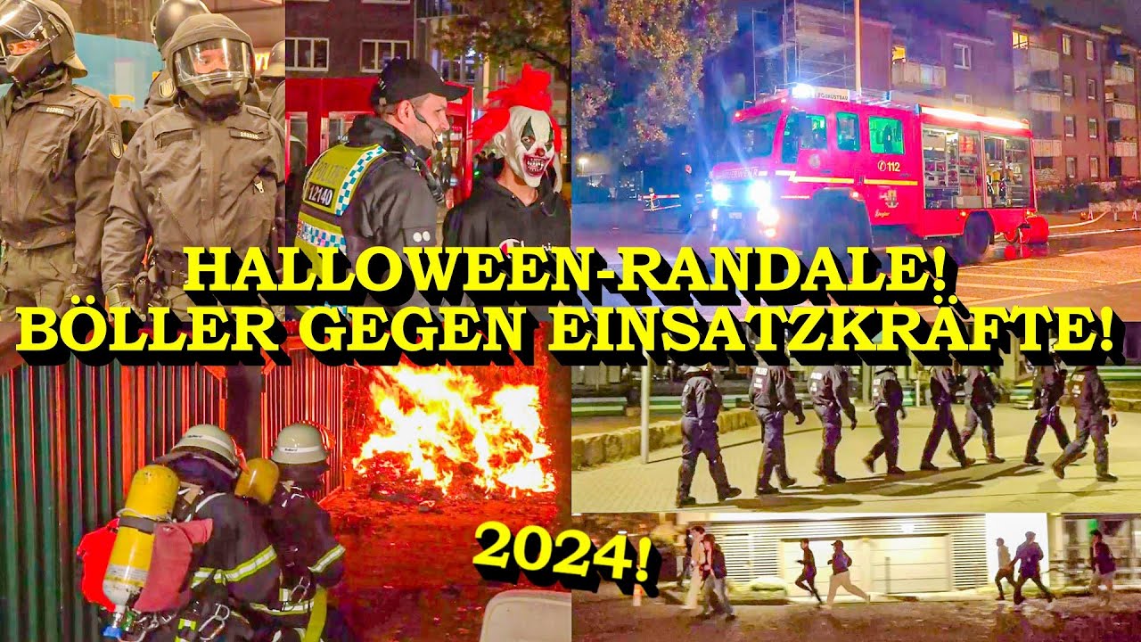 +++ HALLOWEEN-RANDALE IN HAMBURG +++ POLIZEI mit BÖLLER BEWORFEN | BRÄNDE & FESTNAHME & GROSSEINSATZ