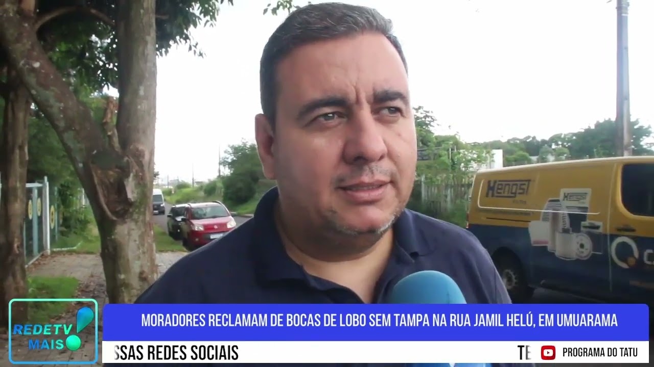 Moradores reclamam de bocas de lobo sem tampa na Rua Jamil Helú, em Umuarama