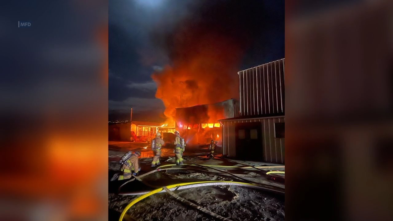 Maui Firefighters battle fire at Kihei Industrial Area