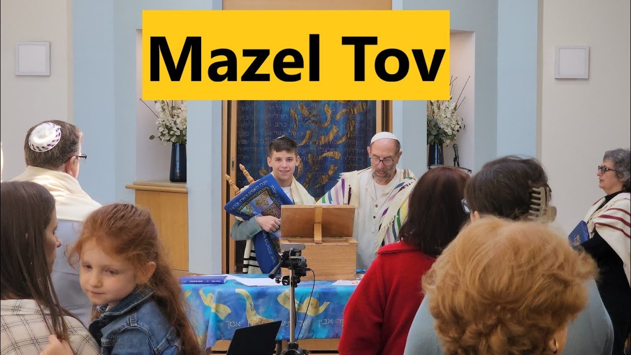 Bar mitzvah ceremony at a Reform synagogue - The ceremony of reading a portion of the Torah section