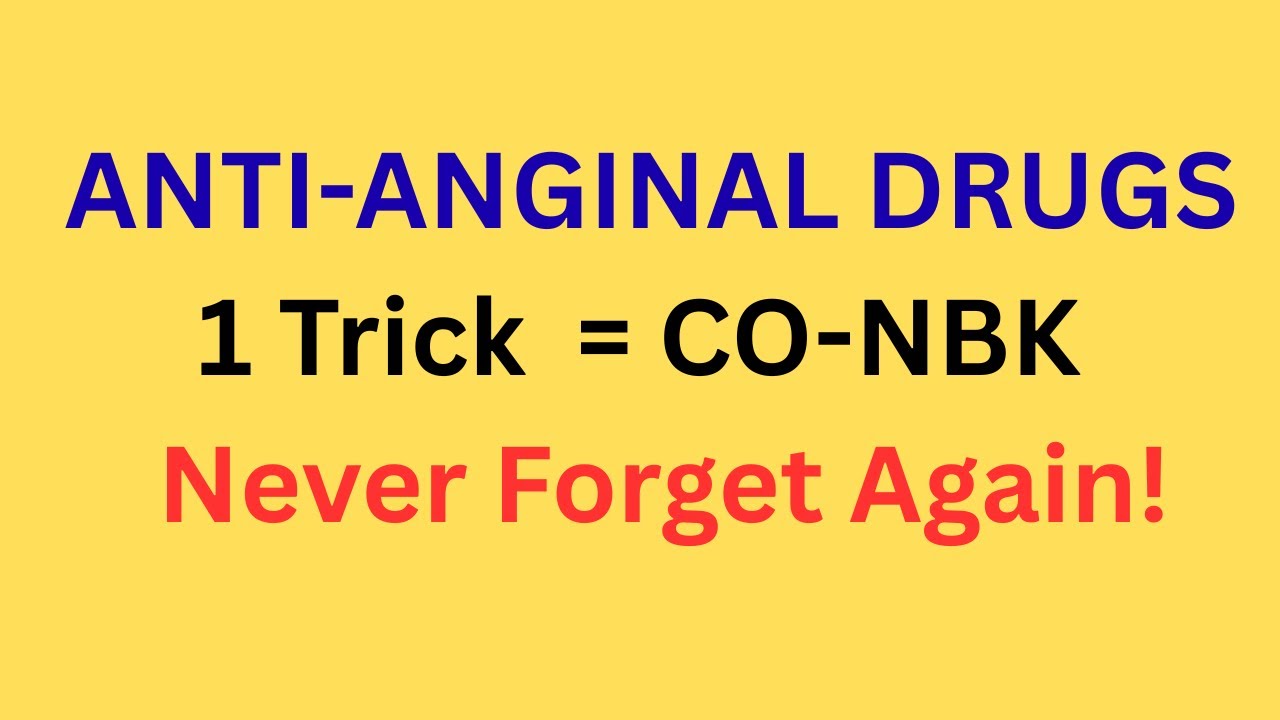 Classification of Anti-Anginal Drugs | Simple Memory Trick CO-NBK T6O | Pharmacology
