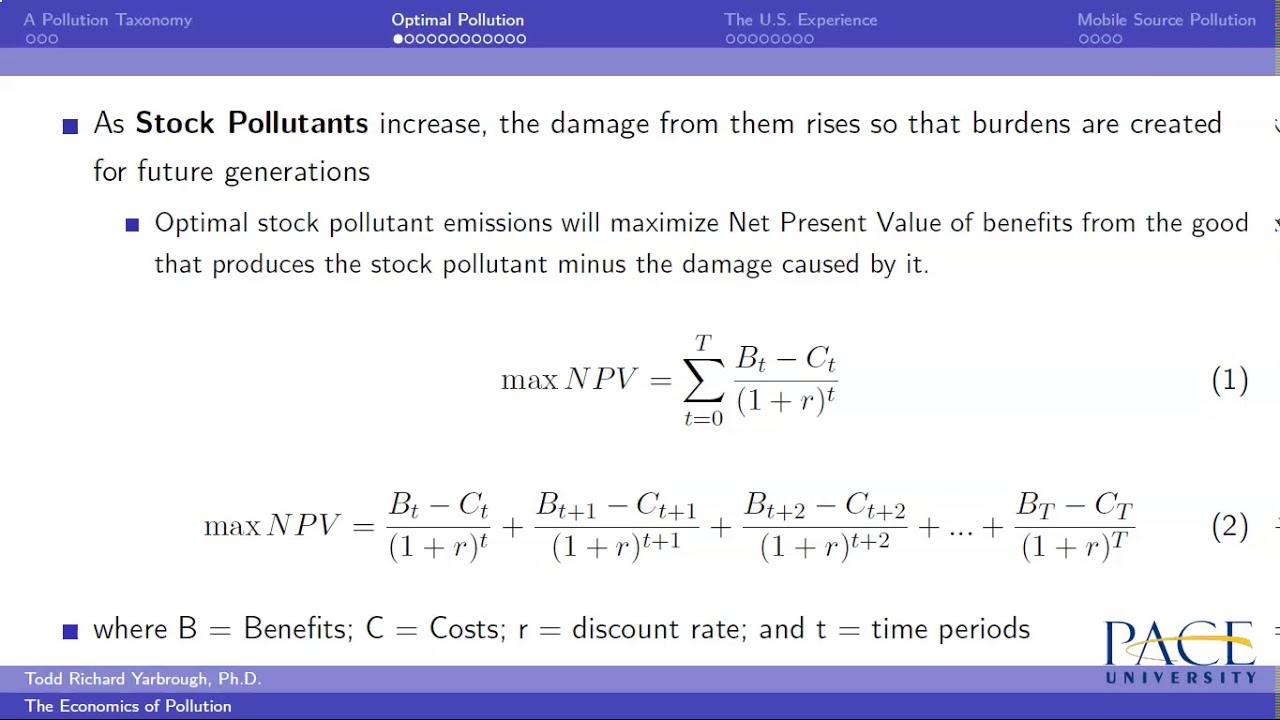 A Pollution Taxonomy, Stock vs. Fund Pollutants, Efficient Pollution Abatement - Pollution Economics