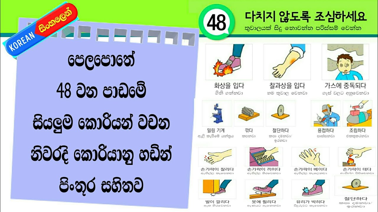 Eps Topik Korean Language Book Lesson 48 Korean Words with Pronunciation: Koriyan Wachana Sinhalen