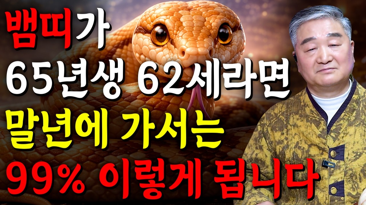 [2026년 병오년 62세 뱀띠운세] 1965년생 뱀띠가 X월에 태어났다면 대박납니다! 2026년 62세 뱀띠에게 찾아오는 변화와 기회들 65년생 62세 뱀띠 운세