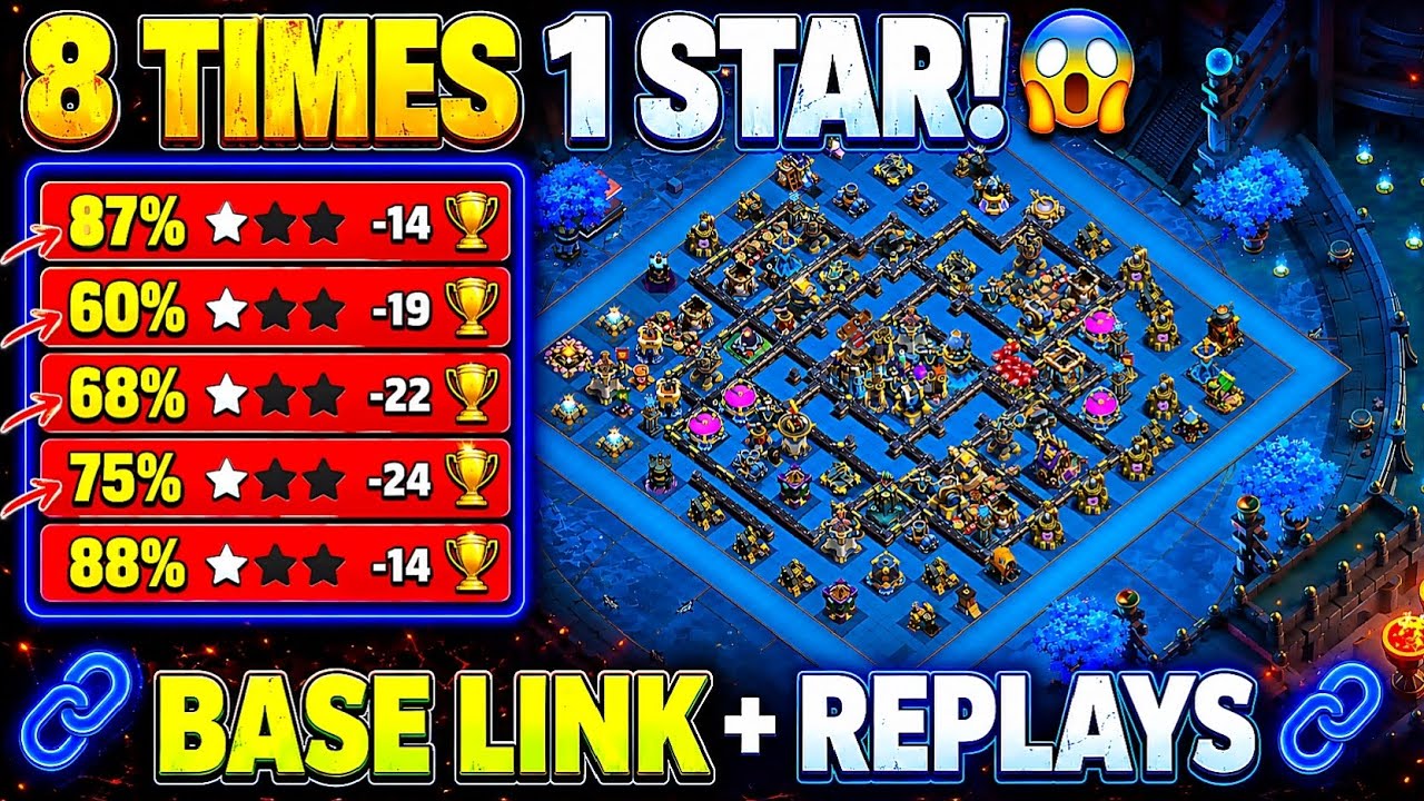 8&times; 1 Star! 😱 | Best TH18 Legend 1 Base 2026 | Highly Tested Th18 Base Anti 3 star Th18