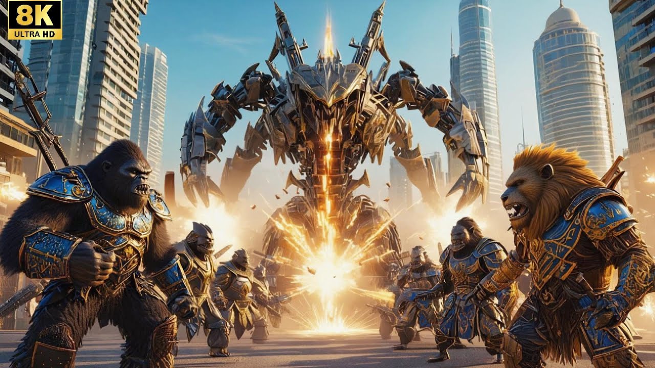 “Armored Kong & Lion vs The Steel Scorpion King — Desert War for Humanity”