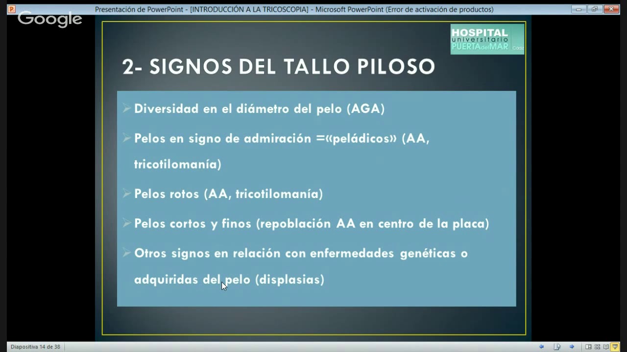 INTRODUCCION A LA TRICOSCOPIA  ALOPECIAS